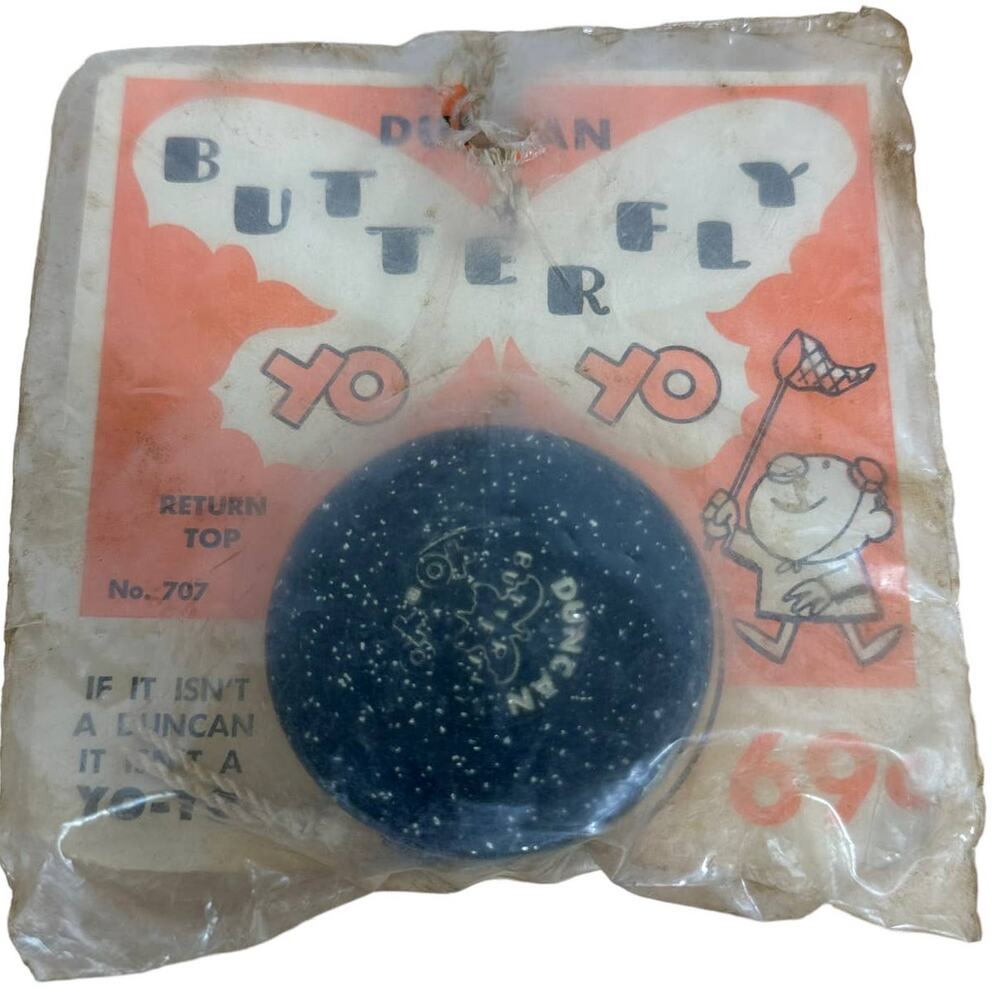Duncan Butterfly Yo-Yo #707 Vintage 1958  Wooden New In Package Black